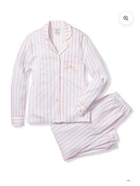 Petite Plume The Colony Hotel Girls Striped Pajama Set Pink & White Size 12 Cott